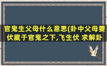 官鬼生父母什么意思(卦中父母要伏藏于官鬼之下,飞生伏 求解卦 不知道什么意思)